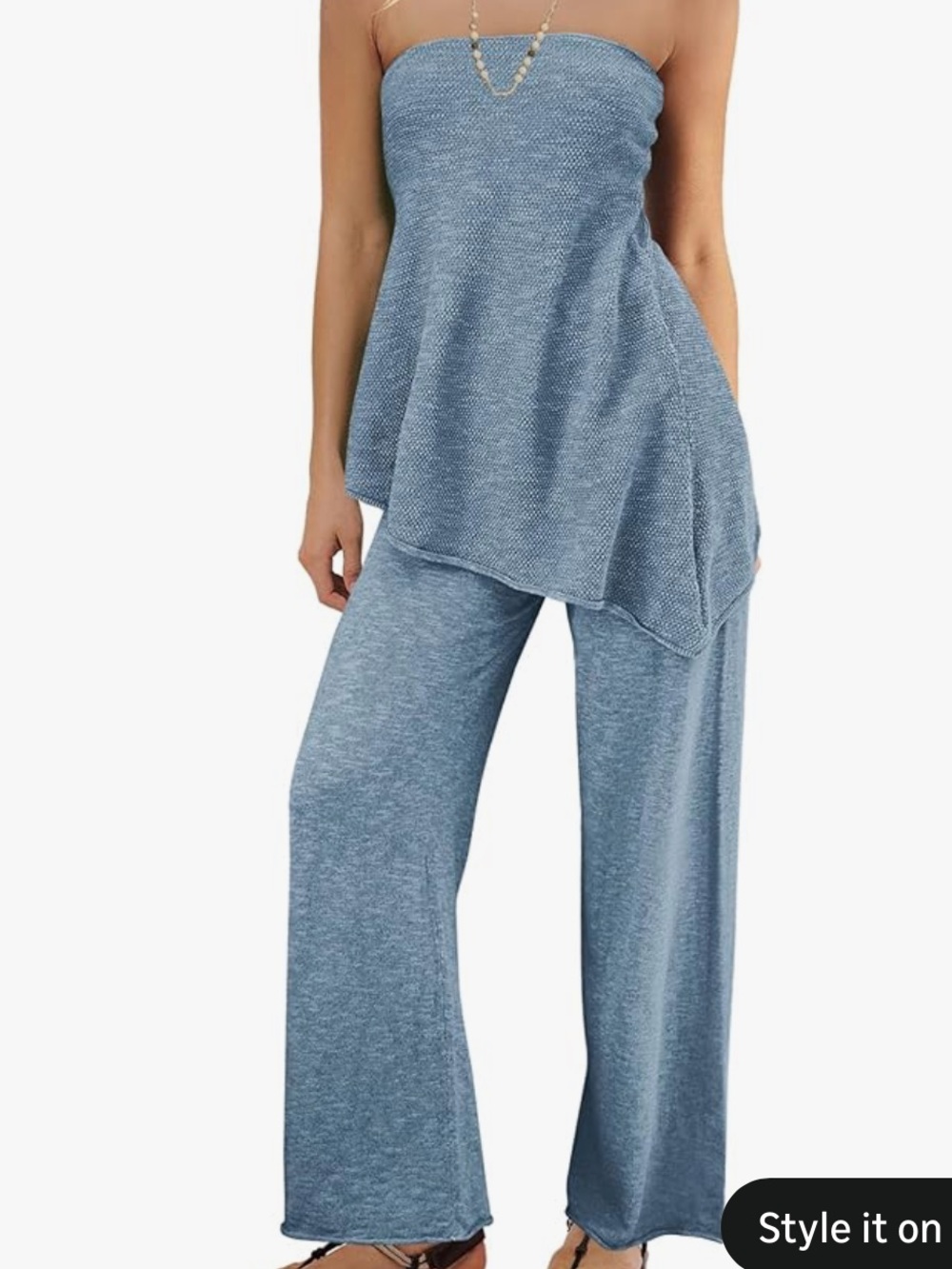 Knit Matching Lounge Set Tube Top and Pants Set